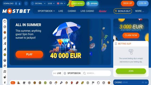Mostbet casino screenshot
